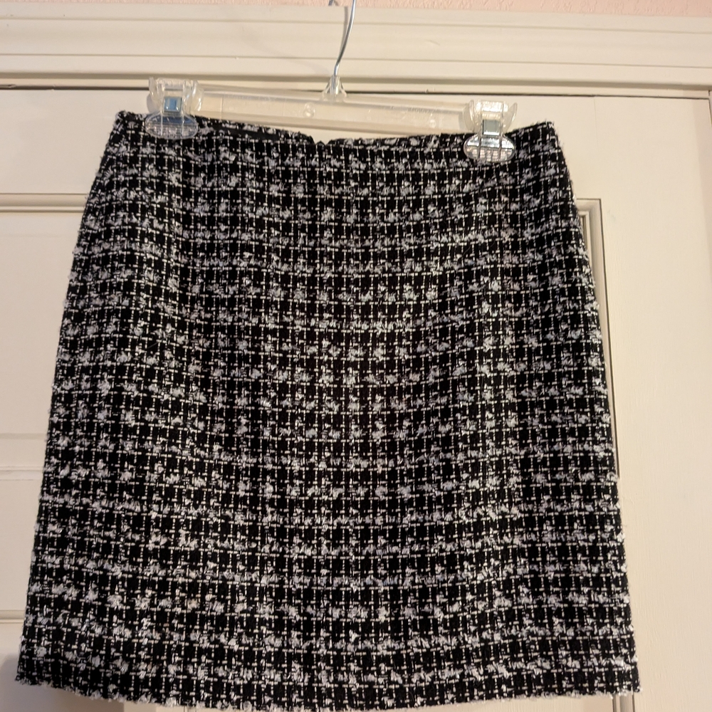 Classic Black and White Tweed Skirt